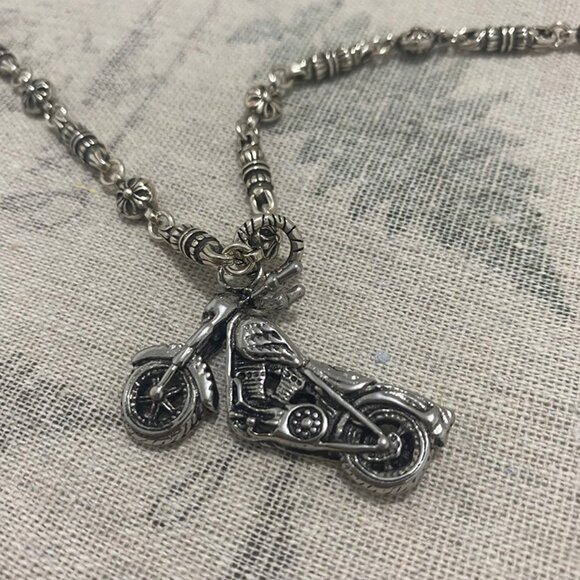 Chrome Hearts Cross Flower Chain Motorcycle Pendant Necklace - Picture 5 of 10